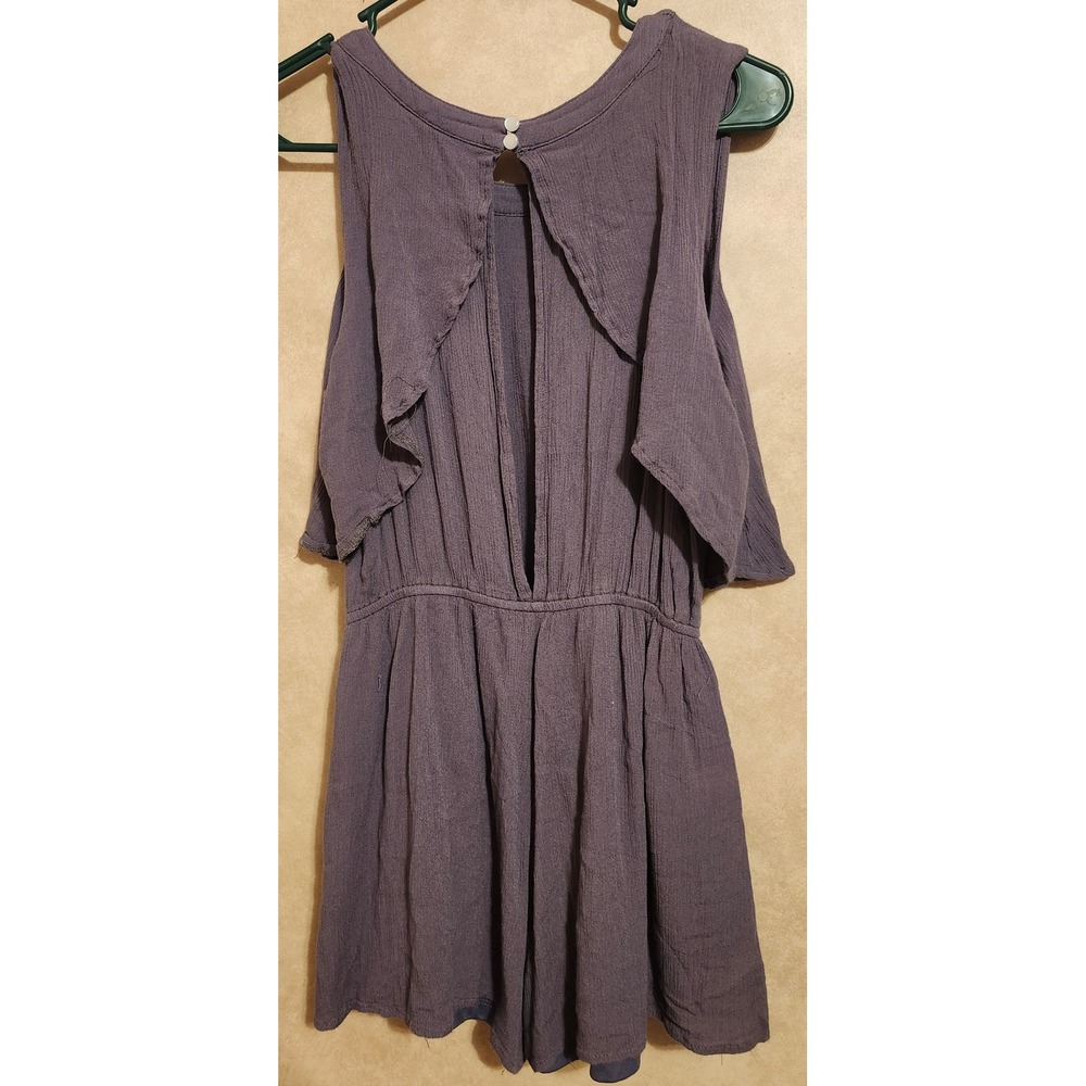 She + Sky Purple Gauze Popover Romper Open Back Sleeveless Pockets Large SL3326 - Picture 3 of 7